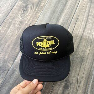 Vintage Pennzoil Black Mesh Trucker Cap Hat  One Size Fits All